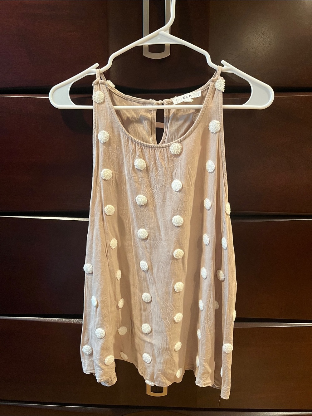 Pom-Pom Taupe Sleeveless Camisole Tank Top